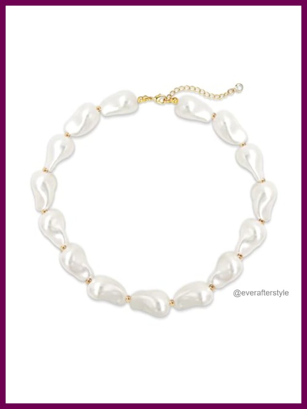 14K Gold Plated Chunky Toggle Clasp Baroque Pearl Pendant Necklace